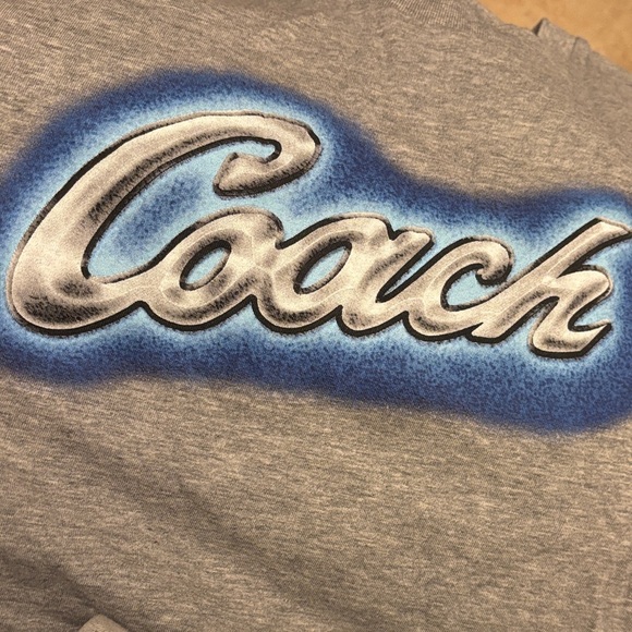 Coach Heather Gray Tee with Airbrushed Blue Logo - Picture 2 of 5